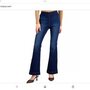 INC International Concepts Curvy Flare Pull On Jeans Dark Wash Size 8